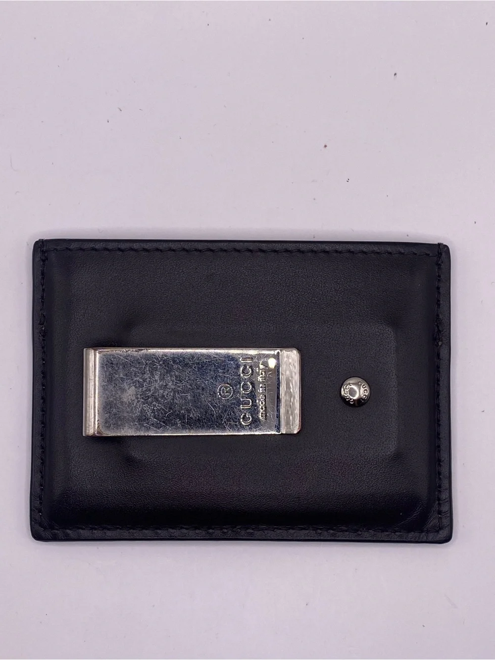 Gucci Beige and Black Monogram Card Sleeve money clip
